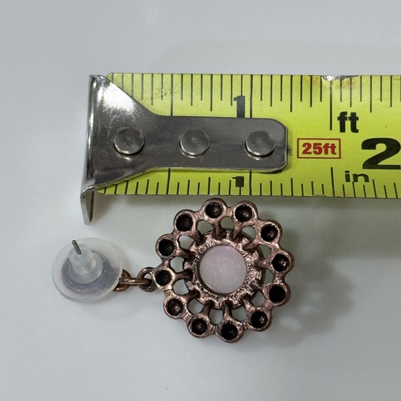 💙 2 for $12 Vintage inspired Copper-Tone Earrings Clear Center Eye Beaded frame - Picture 6 of 7